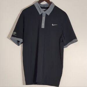 Nike Golf Tour Performance Dri-FIT Polo Black Gray Woodland Logo Size L